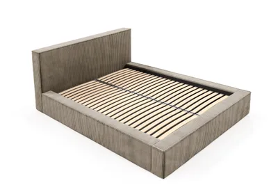 Obrázok produktu pre Sofello calúnená postel FILO béžová 200x200 z manšestrovej látky s dreveným lamelovým roštom Moderný dizajn v trendových farbách, bez úložného priestoru