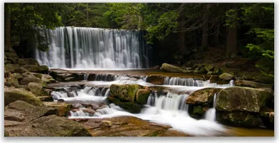 Produktbild von Glasbilder 120x60 Wandbild Druck auf Glas Wasserfall Wald Natur