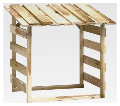 Produktbild von Imprägniertes Kiefernholz Pergola mit Dach für den Außenbereich, Kaminholzregal für Garten und Terrasse (100 x 90 x 100 cm)
