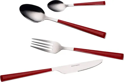 Produktbild von Echtwerk EW-KB-9025 Basic Besteck Set  24 tlg schwarz, Farbe:Rot