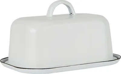 Produktbild von IB Laursen Butterdose Emaille Weiß Butterbox 2-teilig Butterglocke mit Deckel