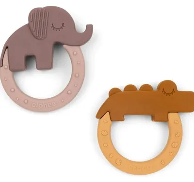 Immagine prodotto di Anello da dentizione Giocattolo per bambini Anello da dentizione per bambini 2 pezzi Polvere/Senape Fatto da Cervo