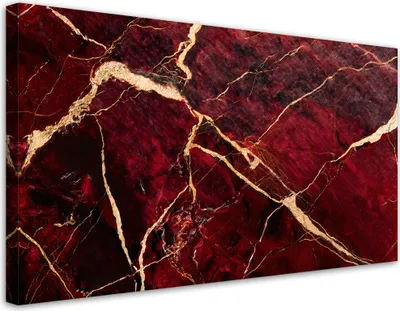 Produktbild von Leinwandbild Rot Marmor mit Gold Loft-Stil 120x60 Feeby Rot bild für die wand bereit zum aufhängen
