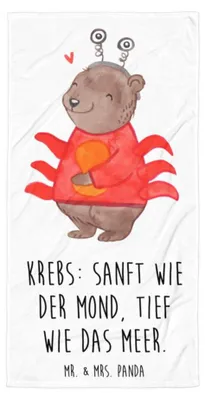 Produktbild von Mr. & Mrs. Panda Strandtuch Krebs Astrologie - Weiß - Geschenk, frottierhandtuch, Sternzeichen, Tierkreiszeichen, Großes Badehandtuch, Geburtstagsgeschenk, Handtuch