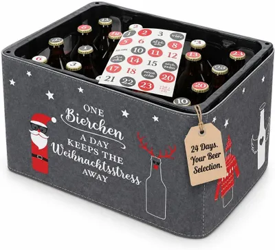 Produktbild von Adventskalender für Bierkästen – Adventskalender für Männer – Bier-Adventskalender – Bier – Weihnachtsstress – Grau