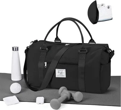 Zdjęcie produktu dla Torba sportowa z przegrodą na buty - Wodoodporna torba podróżna do siłowni, treningów i podróży