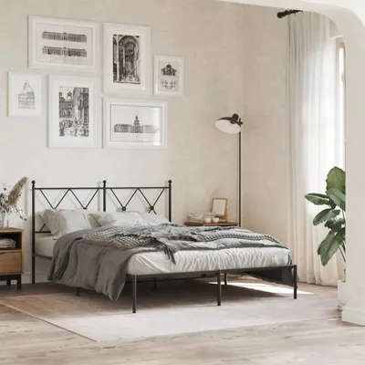 Image de Structure de lit en métal avec tête de lit - design moderne - robuste - 140x190 cm