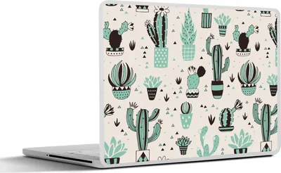 Produktbild von MuchoWow® Laptop Aufkleber Sticker Cover Muster - Kaktus - Topf 40x30 cm - Laptop Dekoration - Selbstklebend