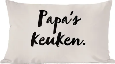 Produktbild von MuchoWow® Zierkissen Sofakissen Wohnzimmer Dekokissen 60x40 cm Taupe - Papas Küche - Zitat - Kopfkissen - Polster mit Foto