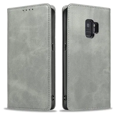 Produktbild von Handyhülle für Samsung Galaxy S9 Kunstleder Flip Cover Hülle Klapphülle Case Kartenfach Farbe: Grau