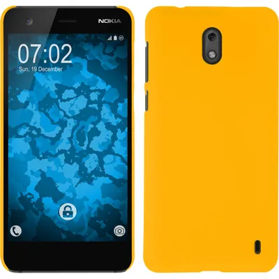 Produktbild von PhoneNatic Case kompatibel mit  Nokia 2 - Hülle gelb gummiert Hard-case Cover