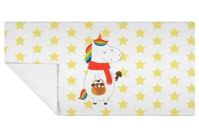 Produktbild von Mr. & Mrs. Panda Handtuch Einhorn Pilz - Weiß - Geschenk, baumwolle, Unicorn, Spruch, Motivation, Baumwollhandtuch, gesichtshandtuch, Einhörner, Flauschtuch, Pilze