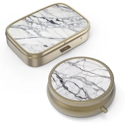 Immagine prodotto di Set da 2 contenitori per pillole in stile retrò, in bronzo, metallo e plastica, con 3/2 scomparti