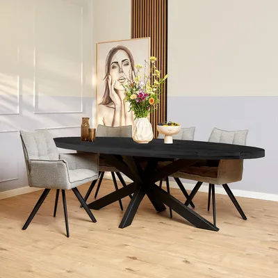 Productafbeelding van StarFurn Eetkamertafel Denver Zwart Ovaal 300cm