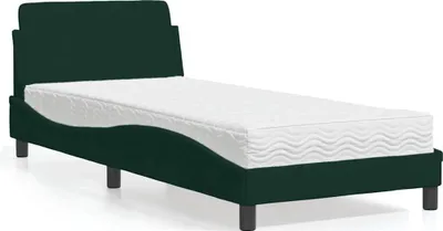 Produktbild von vidaXL Bett mit Matratze "Dover" Dunkelgrün 90x200 cm Samt