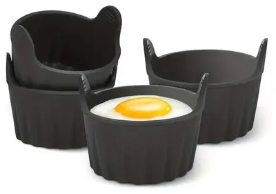 Produktbild von Silikonische Eierformen 4-pack, schwarze, für Airfryer - Antihaftbeschichtung, wiederholbar, ideal für gepökelte Eier, Waffeln und mehr - Gesunde Küchenaccessoires, Airfryer-Accessoires