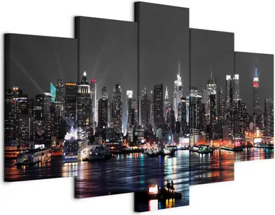 Produktbild von Vlies Leinwandbild - Grey sky 225x112.5 cm Städte d-A-0022-b-n