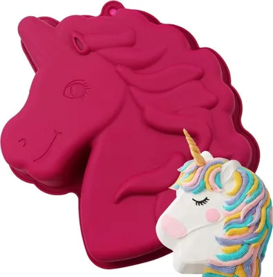 Produktbild von GKA XL 3D Silikon Backform Einhorn Pony Silikonbackform 26 cm Kuchenform Silikonform