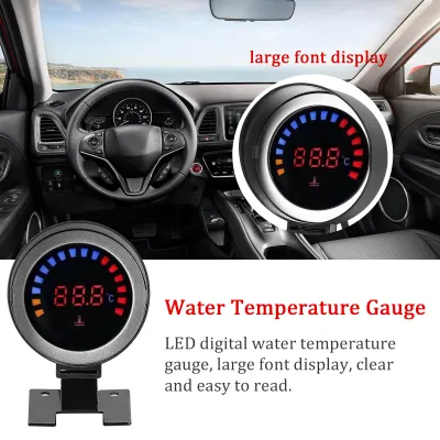 Zdjęcie produktu dla Cyfrowy miernik temperatury wody 52 mm do samochodu z wyświetlaczem LED w zakresie 0–120°C, z czujnikiem i funkcją alarmu, do samochodów osobowych, ciężarówek i motocykli