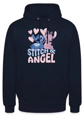 Produktbild von Lilo & Stitch Herzmotiv Angel Und Stitch Uni Hoodie, XXL, Navy