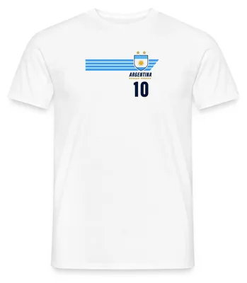 Produktbild von Spreadshirt Argentinien Fußball Fanlook Nummer 10 Männer T-Shirt, L, Weiß