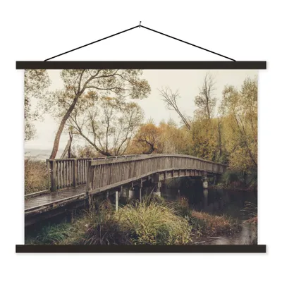 Produktbild von MuchoWow® Textilposter Herbst - Brücke - Bäume 60x45 cm mit schwarzem Rahmen - Poster Schlafzimmer
