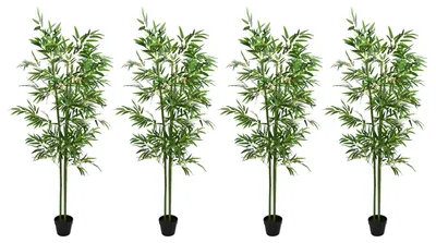 Obrázok produktu pre vidaXL Umelý bambusový strom, 4 ks, zelený, 60 x 18 x 190 cm, látka a bambus