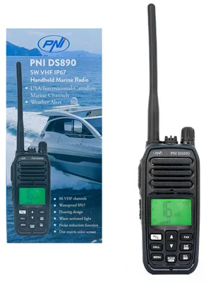 Produktbild von PNI DS890 tragbarer Seefunksender, 88 Kanäle, 10 Wetterkanäle, Einstellbarer Squ