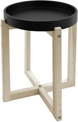 Produktbild von Runder Beistelltisch - Tischplatte mit Tablettdesign - 30 cm, weiß, Holz