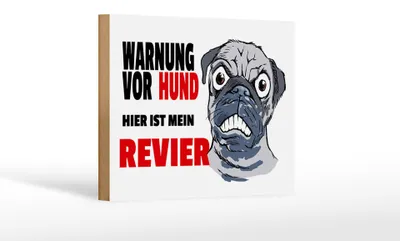 Produktbild von Holzschild Hinweis 18x12cm Warnung Hund hier mein Revier