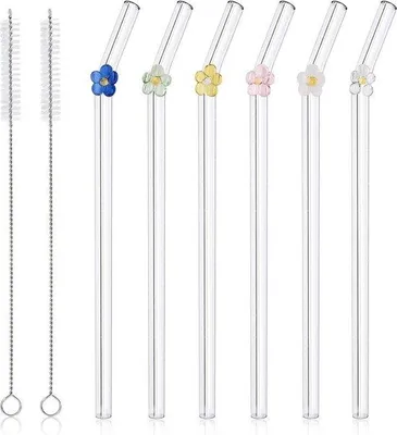 Produktbild von Wiederverwendbare Trinkhalme 20cm Glas durchsichtig für Smoothies Cocktails