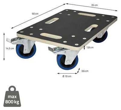 Produktbild von Rollbrett Möbelroller 35 x 50 cm aus Multiplex mit Feststellbremsen Traglast 800 kg