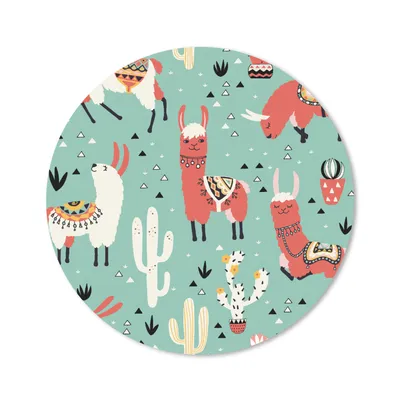 Produktbild von MuchoWow® Mauspad Mousepad Lama - Muster - Kaktus 20x20 cm - Mousepads - Maus Mat - Pad - Mausunterlage - Schreibtischmatte