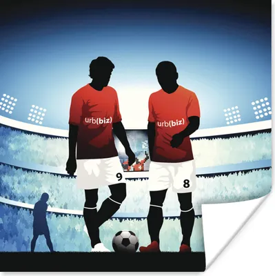 Produktbild von MuchoWow® Poster Eine Illustration von zwei Fußballspielern in einem Stadion - Jungen - Mädchen - Kinder 100x100 cm - Babyzimmer