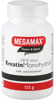 Image de MEGAMAX Power & Sport Poudre de créatine monohydrate 100 % pure, 125 g de poudre