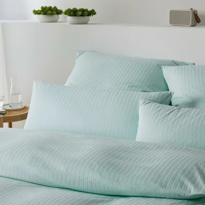 Produktbild von elegante Mako-Jersey Bettwäsche-Set Solid Stripe Farbe Mint Größe 40x80 155x200