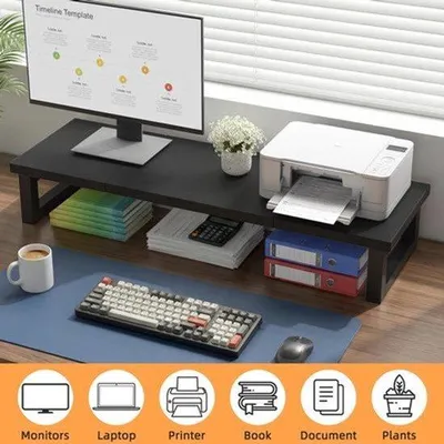 Obrázek produktu pro Stojan pro dva monitory, 91x26 cm, podstavec pod monitor, černý