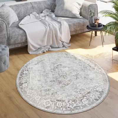 Immagine prodotto di Tappeto soggiorno tessuto piatto orientale marocchino ornamenti vintage lavabile dimensioni 120 cm rotondo
