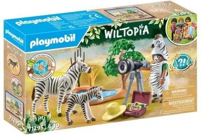 Zdjęcie produktu dla PLAYMOBIL Wiltopia Fotograf ze strojem i zebrami, 36 elementów, od 4 lat