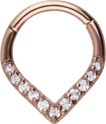 Produktbild von Ohrpiercing, Nasenpiercing, Septum Piercing Chirurgenstahl Segmentring Clicker SPITZ + 11 EINGEFASSTE KRISTALLE