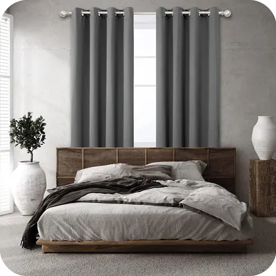 Produktbild von 7MAGIC Vorhang Gardinen Blickdicht mit Ösen, 260g/m² Schwerer Verdunkelungsvorhang lichtdicht Grau HxB 175x140 cm (2 Stück)