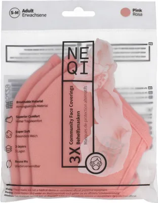 Produktbild von NEQI rouška třívrstvá dospělá S-M (lososová) 3 ks