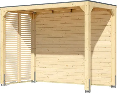 Produktbild von Karibu Promajna small Pavillon mit Rückwand und 1 Lamellenwand