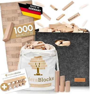 Produktbild von 1.000 Holzbausteine Natur + 1x Baumpflanzung 100%  Ravensburg Bauklötze Natur Holz unbehandelt Kinder Konstruktions-Spielzeug, Motorik Bausteine 2 3 4 6 Jahre