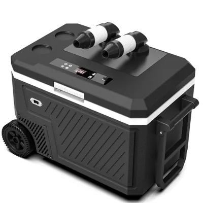 Produktbild von Kompressor Kühlbox auto elektrisch 45L mit Luftkühlfunktion, Camping Kühlbox 12/24/230V, Gefrierbox bis –20 °C, Kühlbox mit Rädern & Teleskopgriff