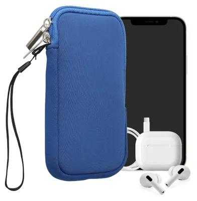 Produktbild von kwmobile Neopren Handytasche für Smartphones M - 5,5" - Handy Tasche mit Reißverschluss - Handyhülle universal Baltik Blau