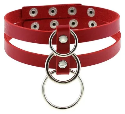 Imagen del producto de Collar rojo con tres anillos