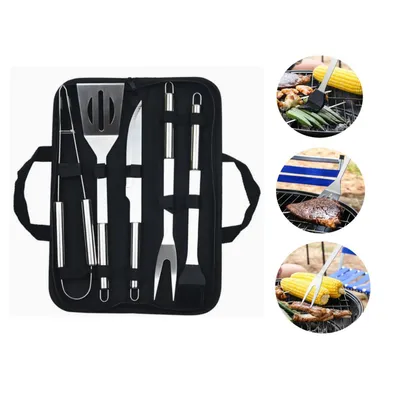 Produktbild von 5-teilig Grillbesteck Set,Grillzange, Grillwerkzeug-Set mit Tragetasche, Grillzubehör