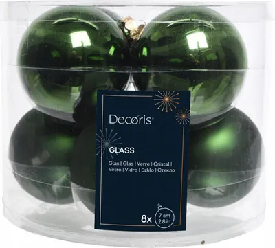 Immagine prodotto di Palline per albero di Natale verde in vetro 7cm opaco e lucido Set 8 pezzi. Decorazione natalizia Eleganza senza tempo