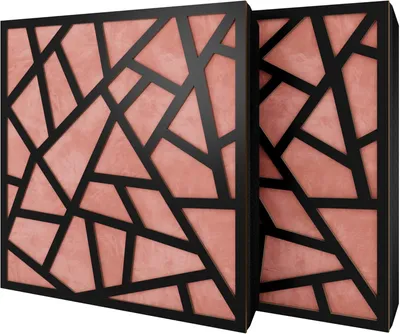 Zdjęcie produktu dla Zestaw 6 paneli akustycznych SKYROSS, obiciе tkaniną welurową, 50x50x5 cm, czarny/różowy – w zestawie elementy montażowe